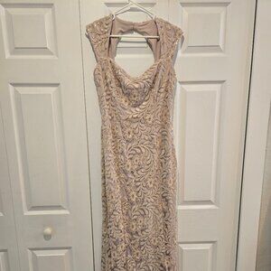 LAUREN RALPH LAUREN Blush Sequined Cutout-Back Gown